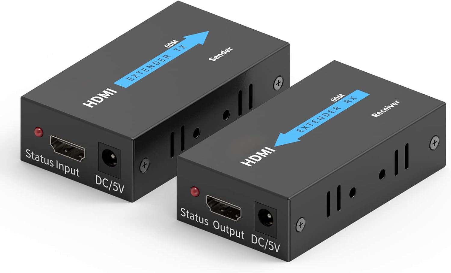 ETZIN 60M HDMI Extender Repeater Transmitter/Sender + Receiver Over Cat5 / Cat6 Upto 60 Meters (60M Extender Over Single CAT5/6 Cable) Supports 3D & Full HD1080p for TV Projector, HDTV, DVREPL-535H.
