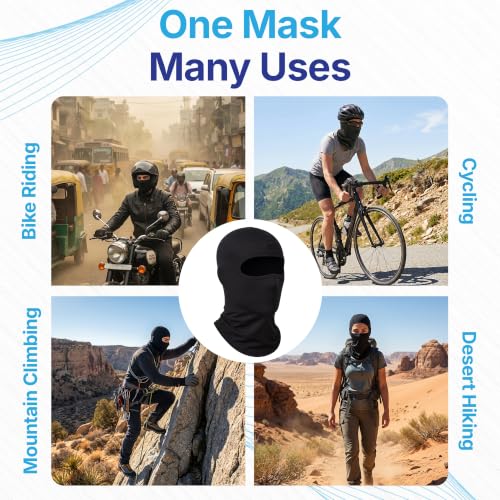 Image of Kingsway Balaclava for Men 4-Way Stretch | Motorcycle Full Face Mask Under Helmet | Breathable Sweat Absorbing Quick Dry Fabric | UV & Dust Protection