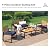 MFSTUDIO 4 Pieces Outdoor Wicker Small Wood Patio Furniture Set, Outdoor Yellow Wicker Conversation Furniture Set with Cushion Chairs, Wood Table, Loveseat Sofa, Patio Rattan Sofa Set 4 Piece