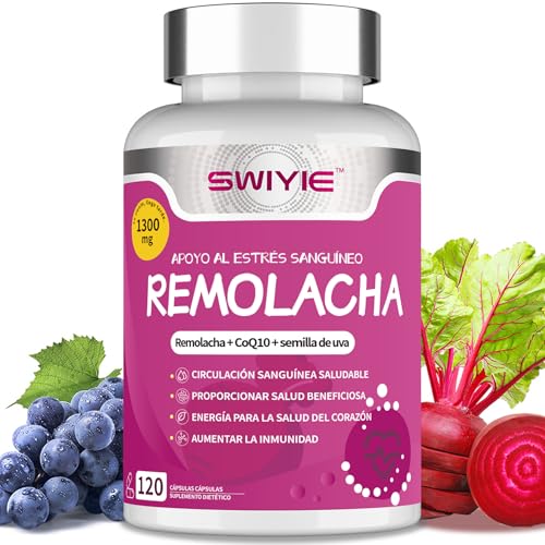 Swiyie Beet Root Komplex Kapseln Rote-Bete-Extrakt mit Traubenkern & Coenzym Q10 | 1300 mg pro Portion | 120 Kapseln | Nahrungsergänzungsmittel