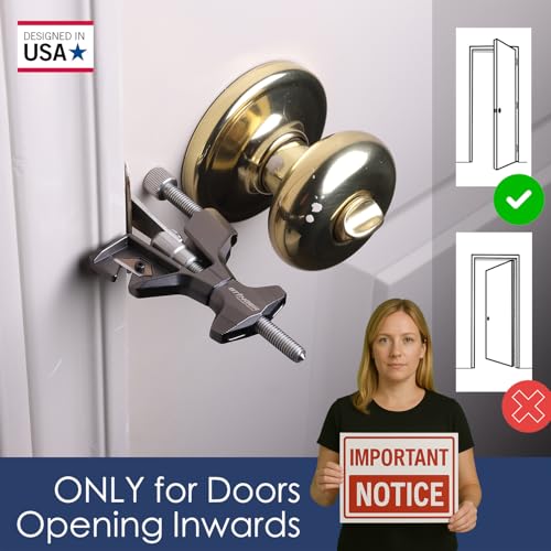 Stinger Metal Portable Door Lock for Travelers — Hotel, Apartment, and Home Door Stopper Security with Built-in Glass Breaker & Seatbelt Cutter, Ideal Travel Safety Lock for Women and Families - Image 3