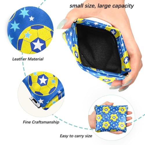 Coin Purse for Women Yellow Football Star Coin Pouch Change Holder PU Leather Mini Wallet Portable Coin Bag Money Pocket2