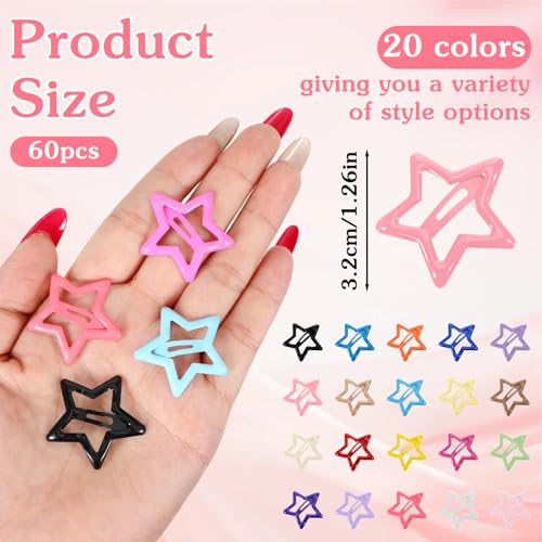 60 pinzas de cabello estrellas brillantes multicolor miniatura 3