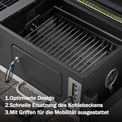 MGiessca 38-71CM Verstellbare Holzkohleschale für Tepro Toronto,Taino Hero XL,Activa Angular Holzkohlegrill，Universal Holzkohlerost Ersatzteile für EL Fuego Montreal, EL Fuego Ontario Holzkohlegrill