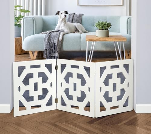 Bundaloo Freestanding Dog Gate Expandable Decorative Wooden Fence for Small to Medium Pet Dogs, Barrier for Stairs, Doorways, & Hallways Bundaloo Freestanding Dog Gate Expandable Decorative Wooden Fence for Small to Medium Pet Dogs, Barrier for Stairs, Doorways, & Hallways