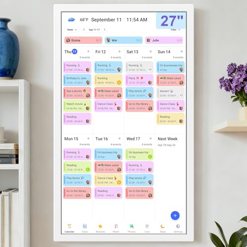 Image of 27 inch Smart Calendar Max, Digital Calendar & Chore Chart, Family Organizer with Interactive Touchscreen Display - Wall Mountable in Portrait or Landscape, Gifts for Women Men