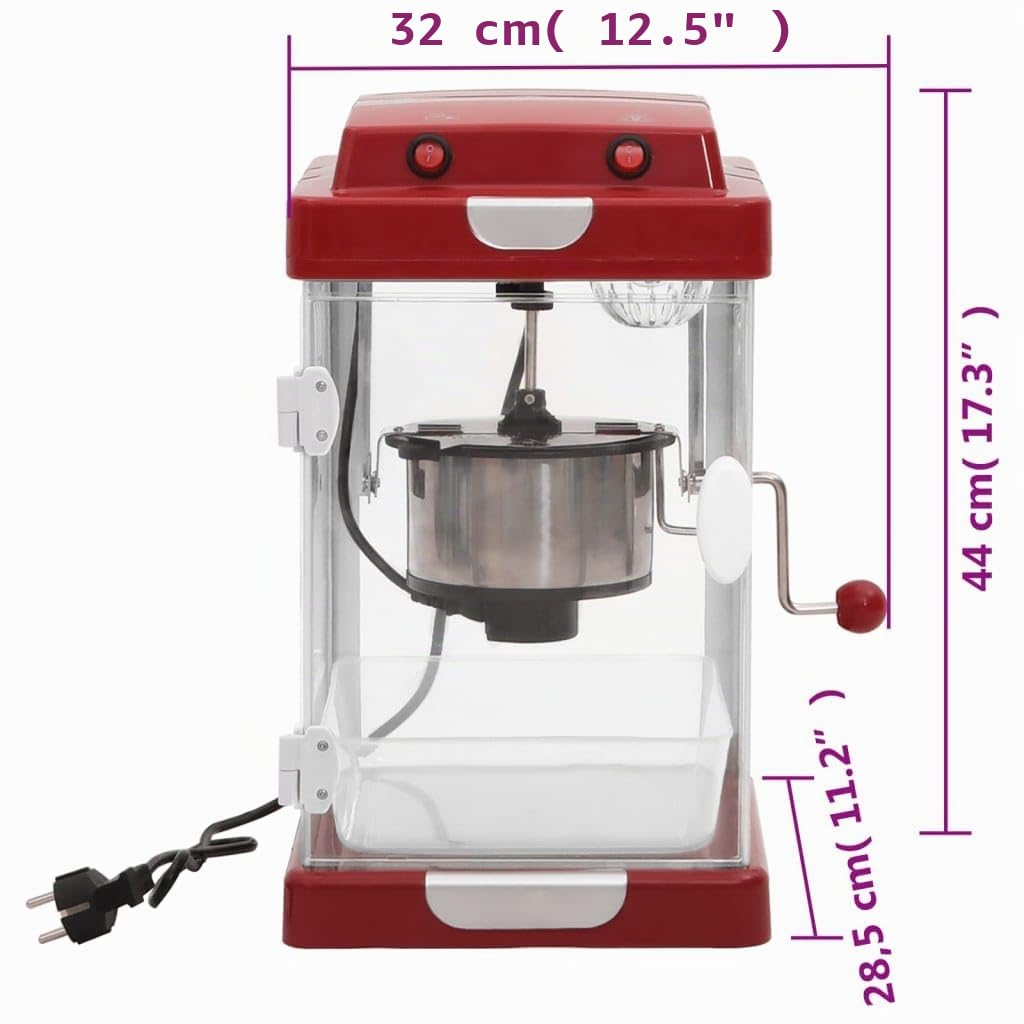 vidaXL Máquina para Hacer Palomitas de Maiz Caseras 2,5Oz Roja Palomitera Casa