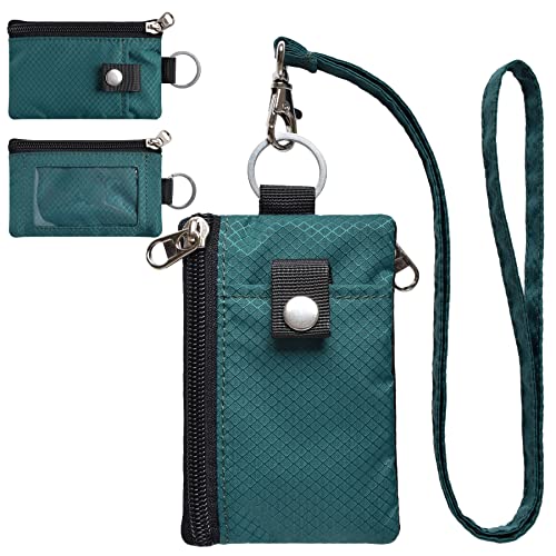 Image of CHENSPRX Minimalist RFID Blocking Small Wallet with ID Window,WaterResistant Zip Id Case Wallet with Lanyard Keychain for Cards,Cash,Travel,Women,Men