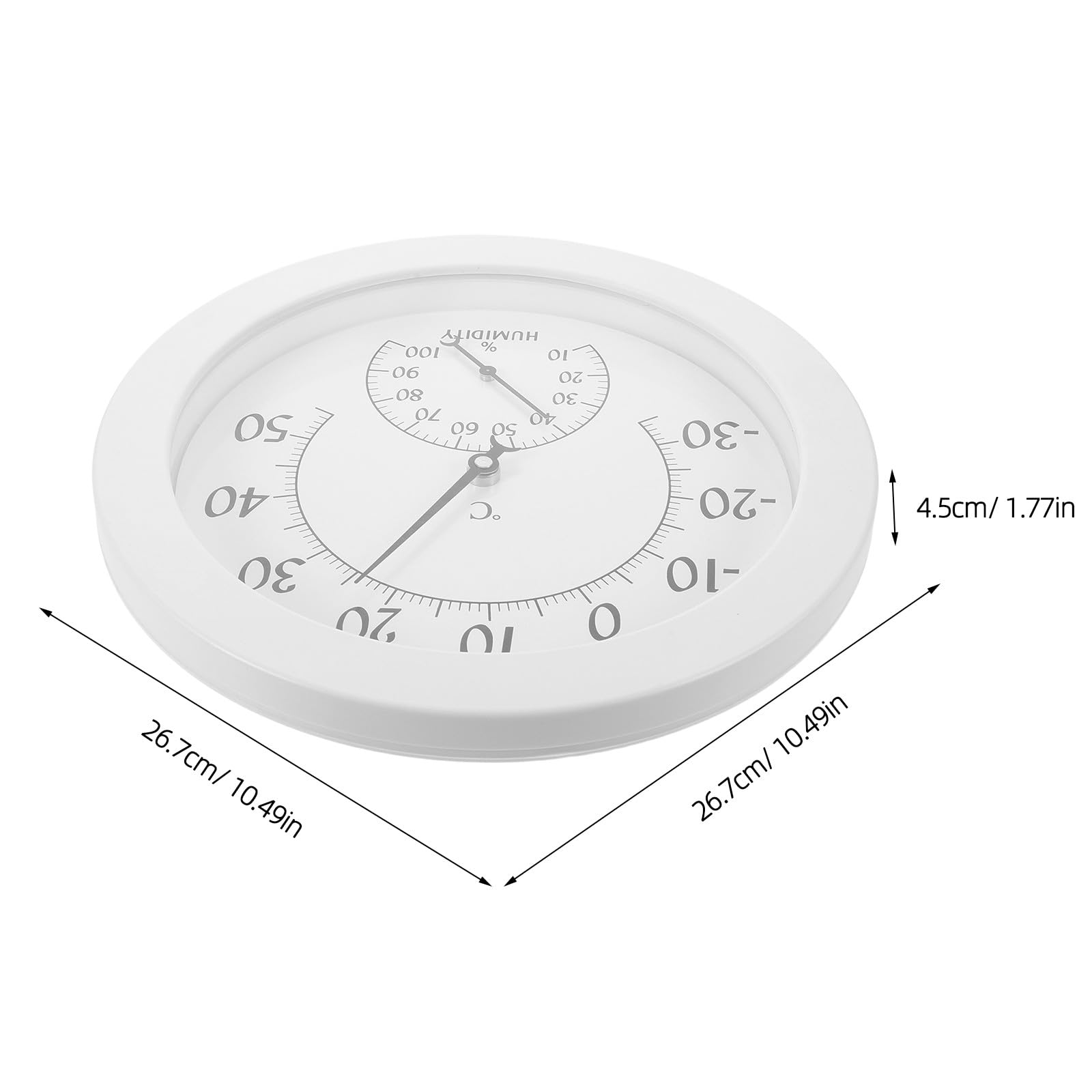 Termometro Analogico da Parete Rotondo per Cameretta, Display Grande | Bianco in Abs e Vetro, Montaggio Salvaspazio a Muro, Monitoraggio Preciso e Continuo