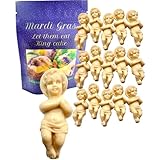 King Cake Babies Bulk Bundle Baby Jesus Figurines in a Resealable Mardi Gras Themed New Orleans Souvenir Bundle Bag, Set of 20