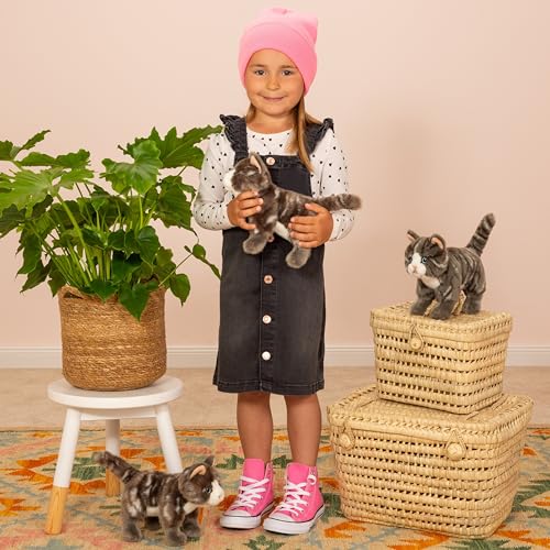 Teddy Hermann 91822 Katze 20 cm, Kuscheltier, grau getigert mit optimalem Recyclinganteil