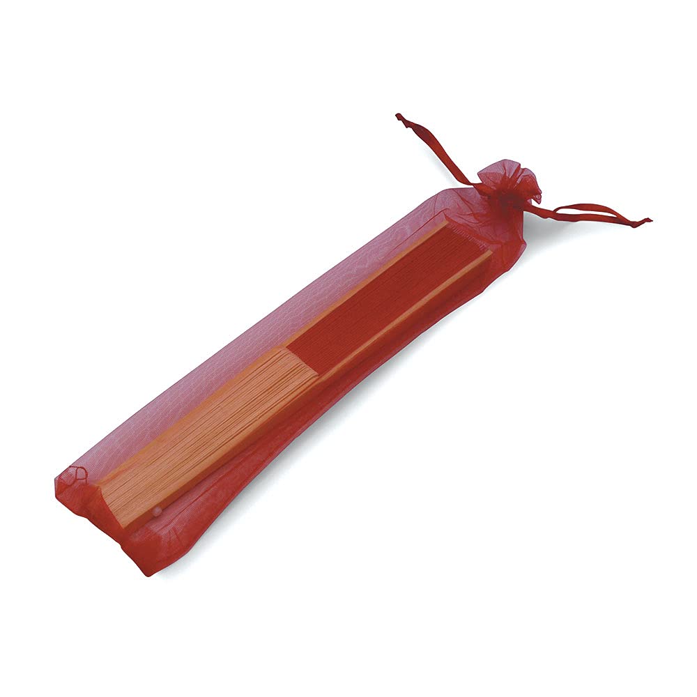 OLILLY 50 Handfächer für Hochzeit, Rot+ individuelle Organza-Beutel - Ihr Geschenk für die Gäste weiß (50 Handfächer) (Rot, 50 Handfächer)