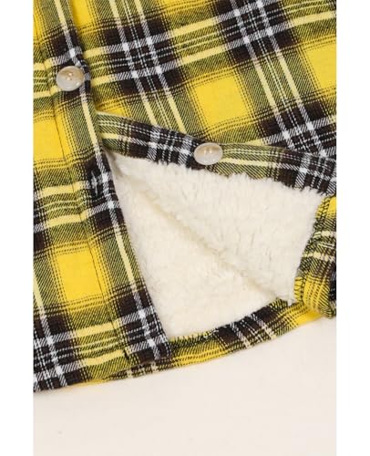 Image of ZENTHACE Boys Sherpa Fleece Lined Flannel Plaid Button Down Shirt Jacket,Hooded Flannel Shirt with Hand Pockets