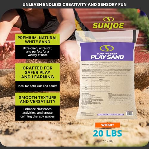 Image of Sun Joe 2 Pack Silica Play Sand for Sandbox, Sensory Table & Garden Spaces, Ultra Fine, 20 Lbs - Natural Craft Accessory for Molding, Digging & Sculpting - Ideal for Indoor and Outdoor Use