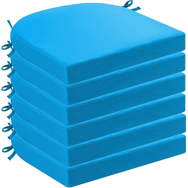 DOGACA Outdoor Chair Cushions Set of 2 4 6, Waterproof U-Shaped Seat Cushion with Ties & Zipper, Removable Washable Patio Chair Pads for Garden, Patio, Camp(12,6pcs:48 * 48 * 8cm) โ image 1