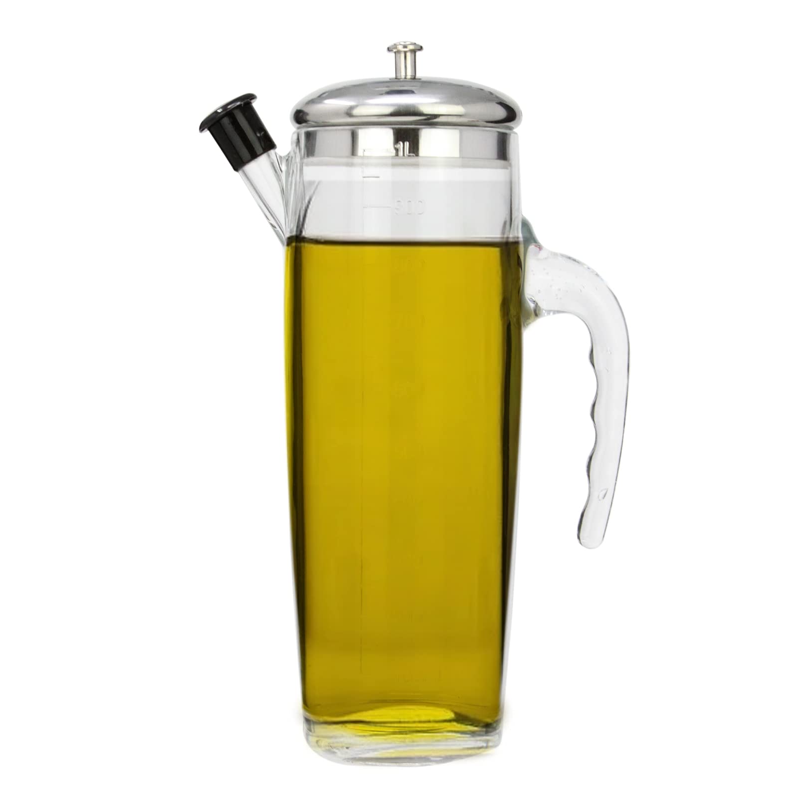 Gk Global Kitchen Oil Dispenser Olive Oil Bottle With Measurements Cooking Oil Vinegar Easy Refill Non-Drip Spout Oil Pourer Jug With Handle Kitchen, Acrylic Plastic (500Ml)
