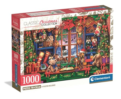Clementoni | Puzzle Ye Old Christmas Shop pour Adultes 14 Ans+ | 1000 Pièces | Poster Inclus | Dimensions 70 x 50 cm | Boîte Compacte | Activité sans écran | Idée Cadeau Noël