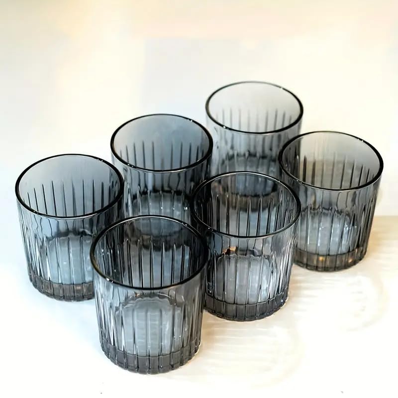 Image of bellemax 300ML Juice and Water Glass Stylish Crystal Highball Drinking Glasses, Medium Size Tumbler Glasses for Juice, Water, Milk, lassi, Cocktails and Sharbat (TR-09, 6 Count (Pack of 1))
