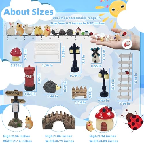 Zealor 100 PCS Mini Fairy Garden Accessories Kit Outdoor Mushroom Tiny Animal Miniatures Garden Figurines Landscape Ornaments for Bonsai Terrarium House Plant Party Decoration Supplies - image 2