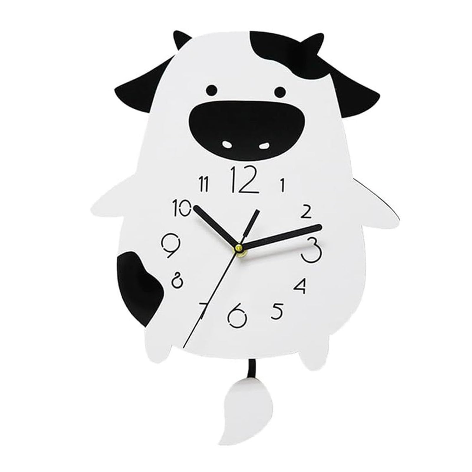 Hottptyer Cartoon Cow Acrylic Wall Clock Silent Decorative Swinging Clock Kitchen Living Room