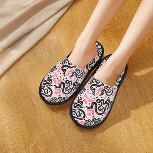 Black Snake Print House Slippers For Women And Men,Soft Slippers With Memory Foam,Non-Slip Indoor Home Shoes4