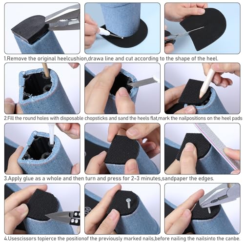 Image of High Heels Patches, Rubber Boot Replacement Square Sole Repair Tips Anti Caps Tread Pad Non Slip Protectors