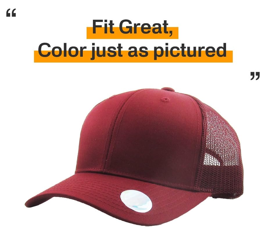 Image of Classic 6 Panel Cotton Twill Mesh Trucker Cap Hat Adjustable Snapback Hat