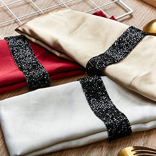 Dowarm 3 Yards Rhinestone Ribbon, Self Adhesive Rhinestone Ribbon Roll, Bling Hotfix Rhinestones Mesh Wrap, Sewing Rhinestone Trim For Wedding Party Decoration (Black, 3Cm / 1.18Inch Width) #TOP6