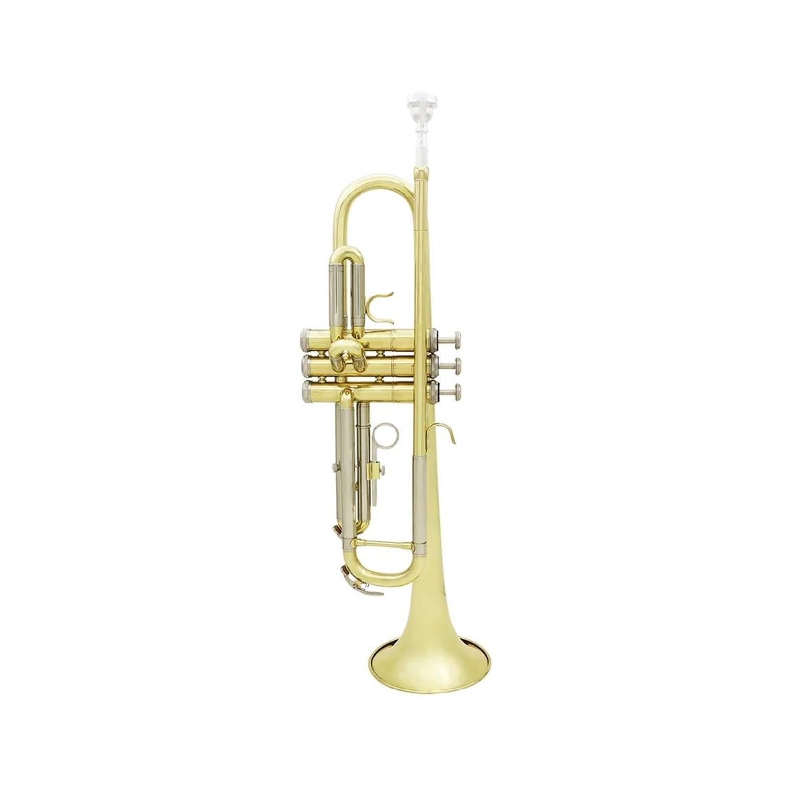 trąbka instrument Profesjonalna muzyczna trąbka Bb B płaski materiał mosiężny Trompeta instrument dęty z akcesoriami do futerału na ustnik(Color:Gold Silver)