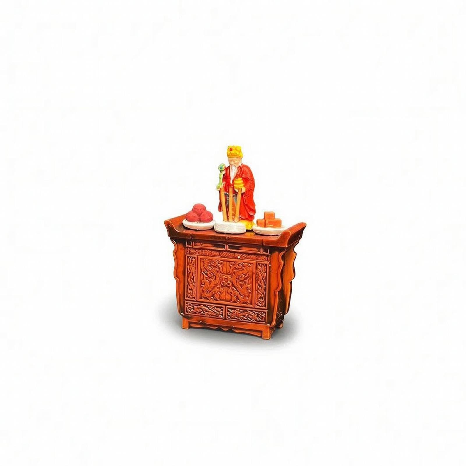 Shrine Model with Figurine 1/64 Scale Miniature Altar Cabinet Retro Chinese-Style Dollhouse Shrine for Collectors, Hobby Builders, Desk Decor-image-48