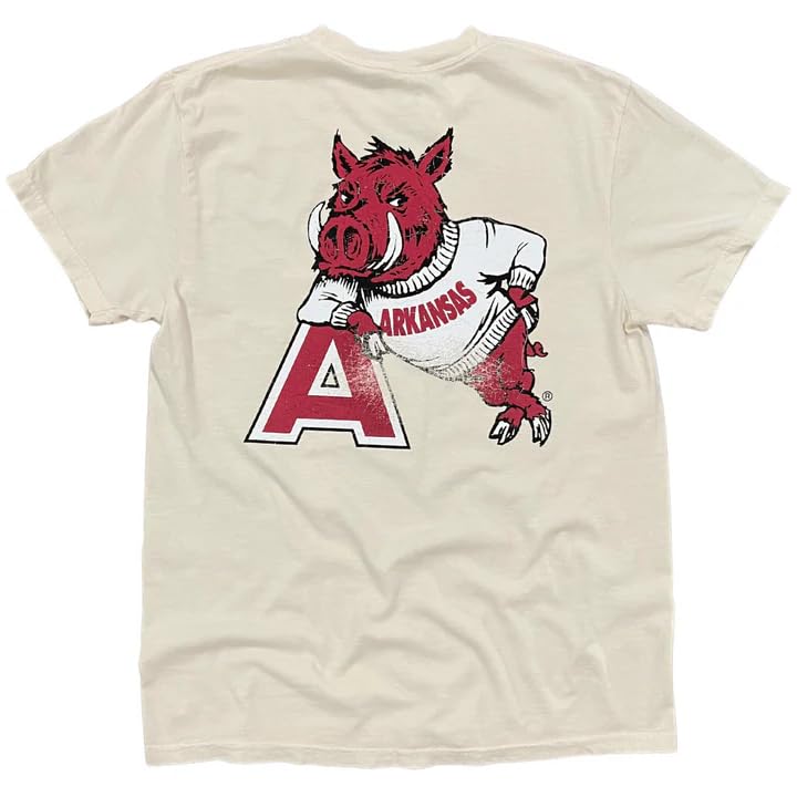 Arkansas Razorback Leaner Tee, Officially Licensed NCAA, 100% Cotton, Men's and Women's SM-2XL