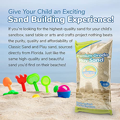 Image of Classic Sand and Play Sand for Sandbox, Table, Therapy, and Outdoor Use, 40 lb. Bag, Natural, Non-Toxic, Wet Castle Building for Creativity and Stimulates Sensory Skills