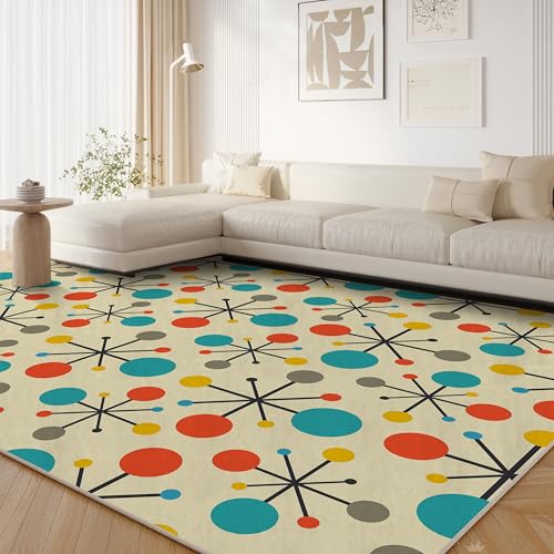 Tapete Retro para Sala y Dormitorio 3x5 ft Amarillo Antideslizante miniatura 4