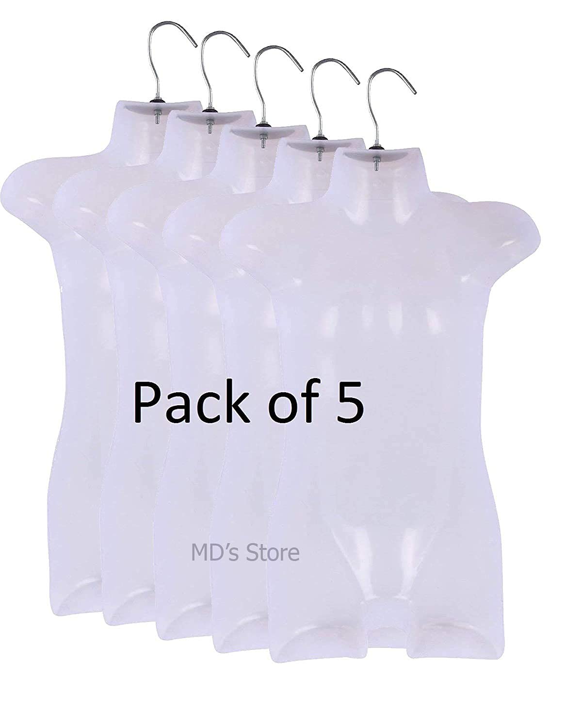 MD's Store Premium Plastic Kids Half Body Shape White Mannequin for Display of Clothes – Non Breakable – Display Hanger – Kids Mannequin - MediumSize (Pack of 5)