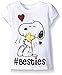 Peanuts Little Girls' Toddler Short Sleeve T-Shirt, White, 2T