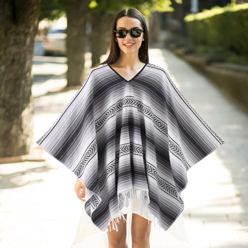 Poncho mexicano de fiesta serape multicolor para disfraces de adultos en eventos temáticos 3