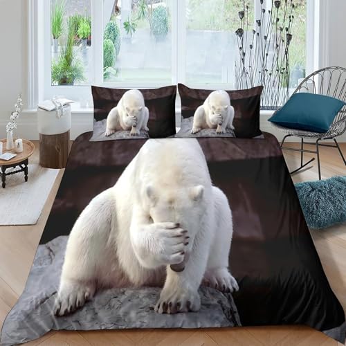 Parure de lit ours polaire microfibre thermique fini éclair douce sans repassage 200x200cm - 4