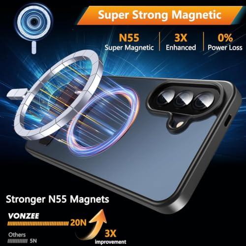Image of Elzzi MagSafe Compatible Case for Samsung A57 Translucent Matte Bottom Kickstand Shockproof Slim Anti-Fingerprint Magnetic Hybrid Protective Cover
