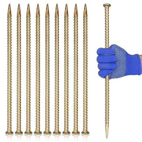 JPOIP Lot de 20 piquets d'armature de 40,6 cm – Ancrages au sol en acier galvanisé de 1,27 cm de diamètre – Piquet de jardin robuste pour ralentisseur, butée de roue, tente
