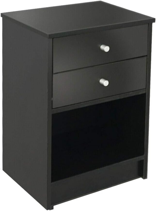 Black Table Accent Nightstand Furniture Set Bedroom w/Drawer Cabinet Storage by MASAT