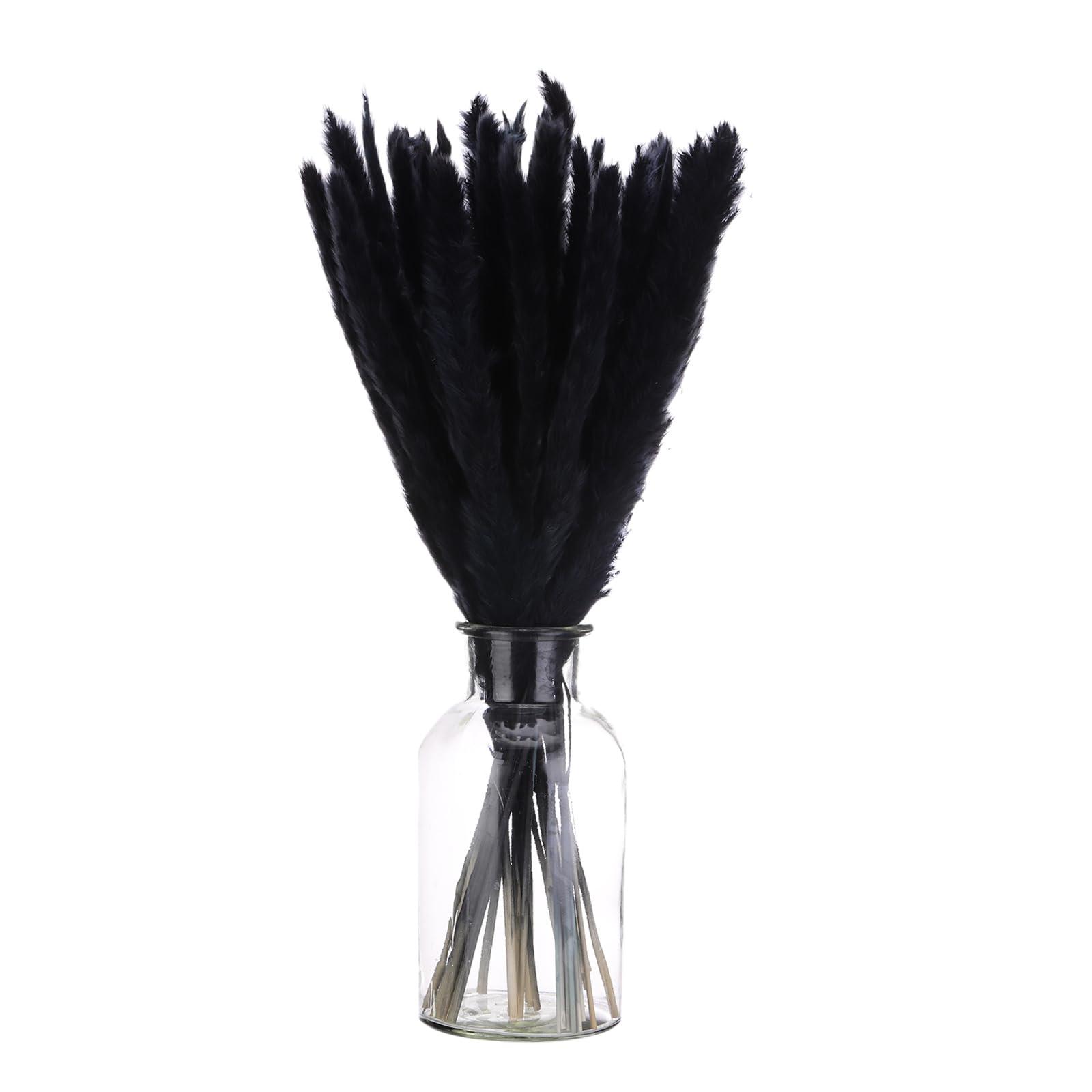 QUARKZMAN 30PCS Herbe De Pampa Noire ornementation, 17 inch Fausse Herbe De Pampa Fleurs Séchées Arrangement Et Remplisseur De Vase pour Maison Mariage Fête Décorations