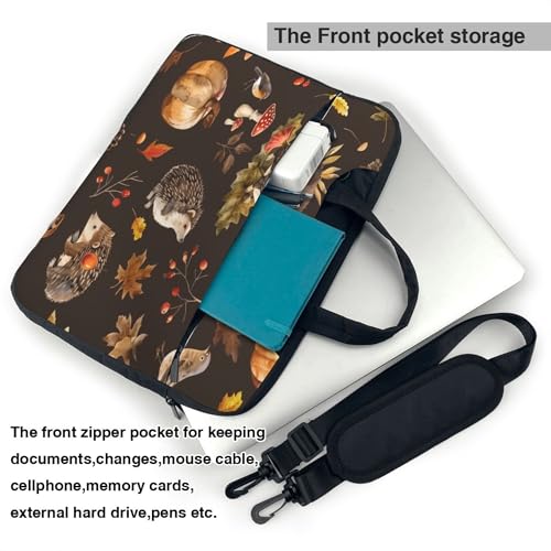 Hedgehog Mushroom Laptop Bag, Pumpkin Leaves Laptop Case Sleeve Women Men Messenger Tablet Computer Briefcases3