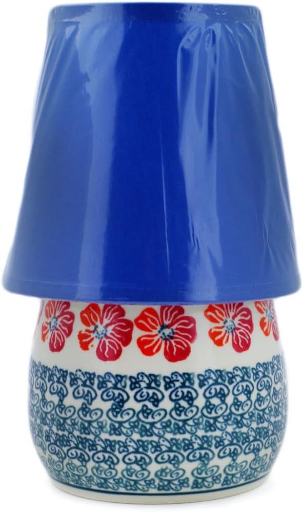 Authentic Polish Pottery Lamp Base in Garden Gladiolus Design Handmade in Bolesławiec Poland + Certificate of Authenticity