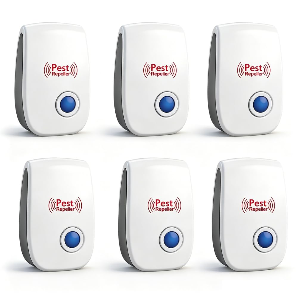 Electrónico Repelente Mosquitos, 6 Pack Ahuyentador de Ratas, Repelente Ultrasónico de Plagas, Repelente Ultrasónico Ratas, Ahuyentador de Ratones Ultrasonidos para Mosquitos, Moscas, Arañas, Insectos