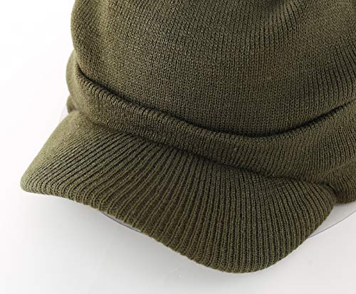 Image of Home Prefer Men's Winter Beanie Hat with Brim Warm Double Knit Cuff Beanie Cap Watch Radar Hat