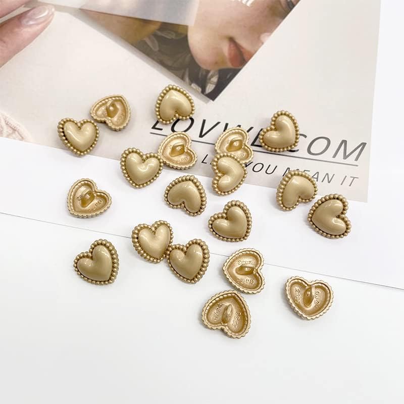 Miniatura 5 de Chic Haute Couture - Botones de metal con forma de corazón, botón dorado en forma de corazón, accesorios de ropa hechos a mano, botones de costura,