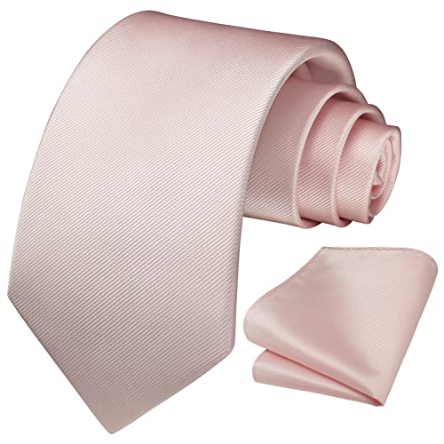 Image of HISDERN Mens Ties Solid Color Ties for Men Formal Necktie with Pocket Square Set Satin Silk Neck Tie Handkerchiefs Set