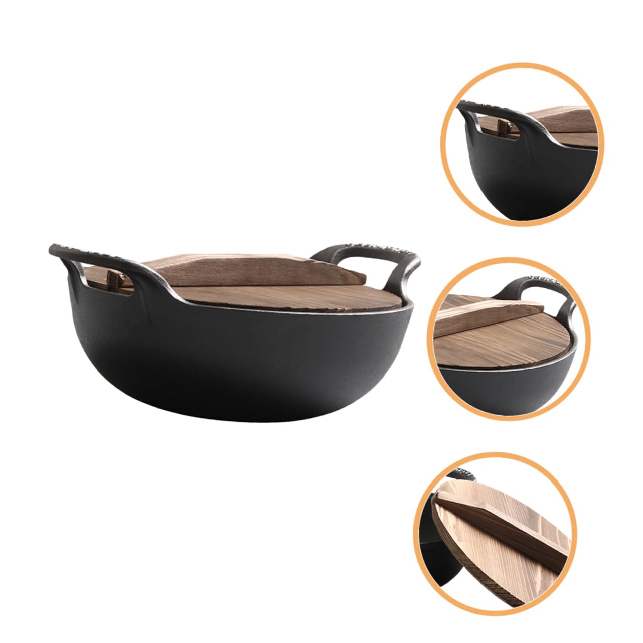 CIMAXIC Cast Iron Skillet Cooking Pot Durable Non Coated Wok with Side Handles for Home Outdoor Camping and Barbecue Versatile Cookware for Stews Stir Fry and Hot Pot