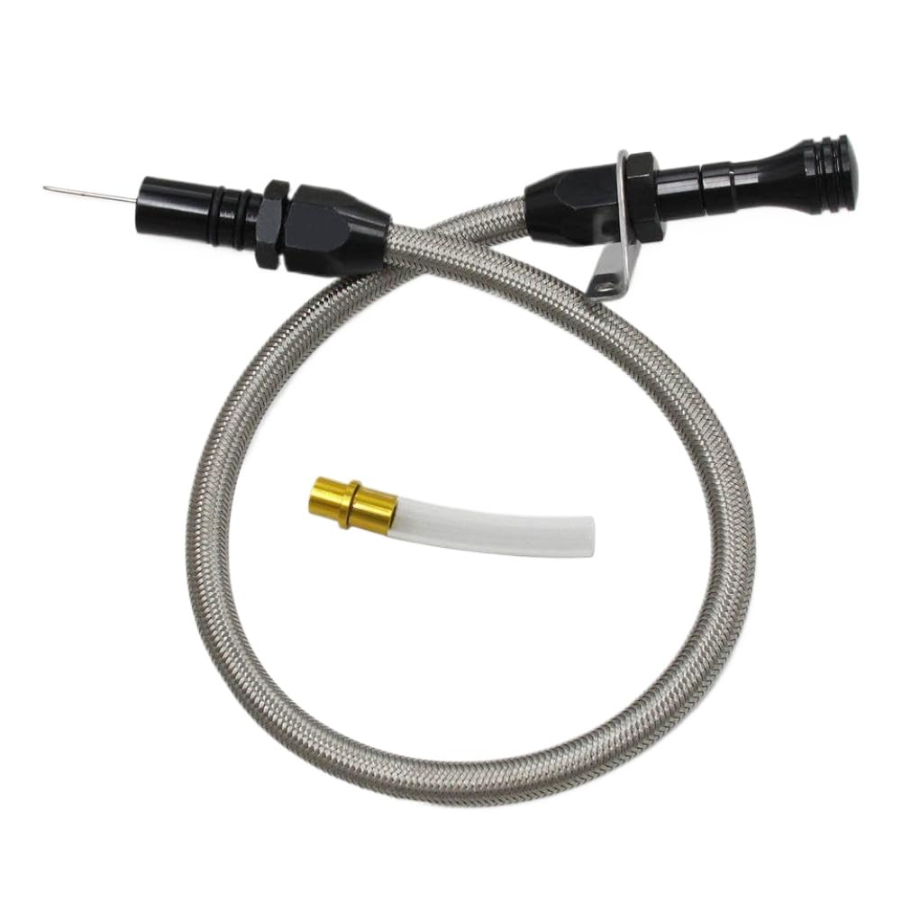Aruwswoce Black Mount Flexible Braided Transmission Dipstick Stainless Steel Tube Compatible With Gm 4L80e 4L60e Sbc Bbc Th350 Th400 Turbo 700R4(Black)
