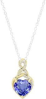 Dazzlingrock Collection 10K 8 MM Heart Shaped Gemstone & Round White Diamond Ladies Heart Pendant, Yellow Gold